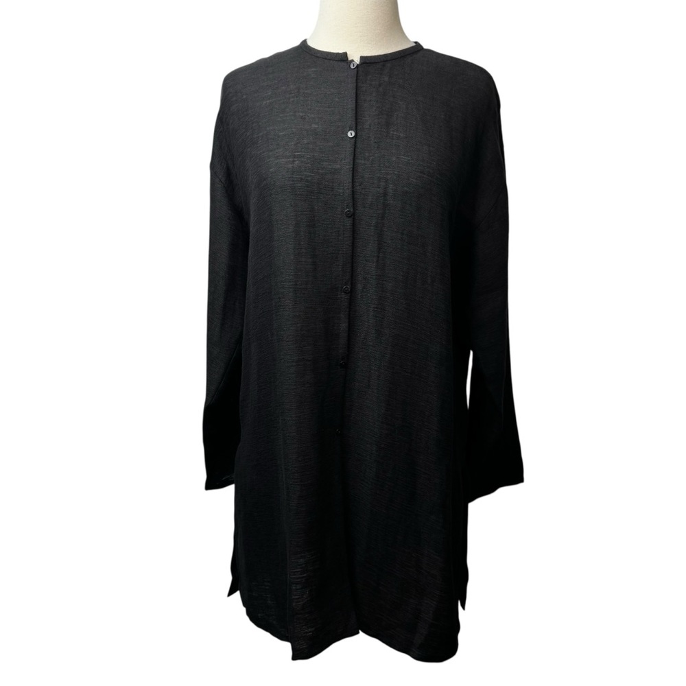 Like new! Eileen Fisher Black Linen-Cotton Tunic S